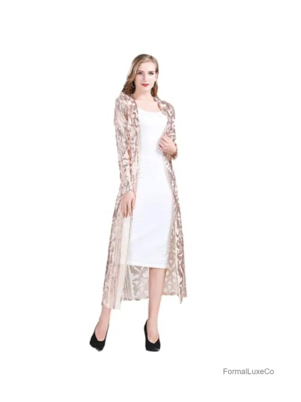 Sequin Cardigan Long Sleeve Open Front Women's Sparkly Duster Jacket